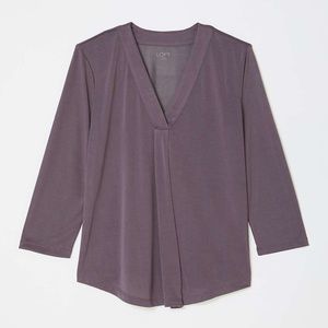 Loft Outlet Purple Pleated V Neck XS Blouse
